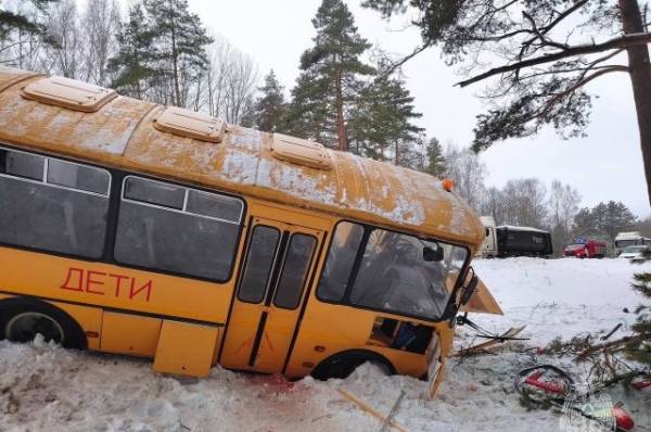 Автобус с детьми съехал в кювет в Псковской области