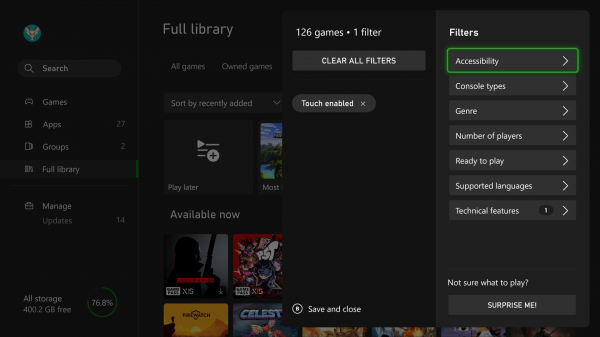 Февральское обновление для Xbox Series X|S добавило калибровку стиков и новые фильтры поиска в библиотеке