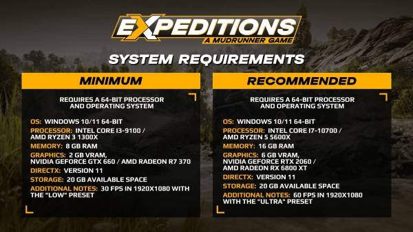 Разработчики Expeditions: A MudRunner Game огласили системные требования для ПК