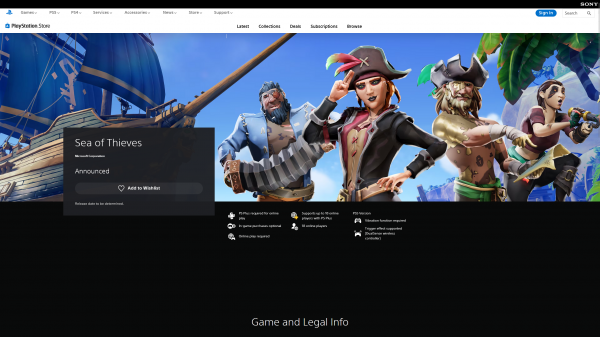 "Культовая игра о пиратских приключениях": Страница Sea of Thieves от Microsoft появилась в PS Store